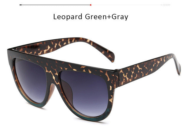 Women Flat Top Sunglasses Brand Designer Vintage Female Rivet Shades Big Frame Sun glasses UV400