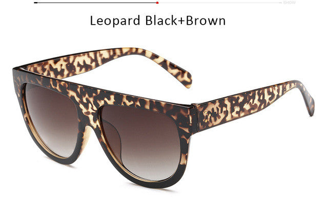 Women Flat Top Sunglasses Brand Designer Vintage Female Rivet Shades Big Frame Sun glasses UV400