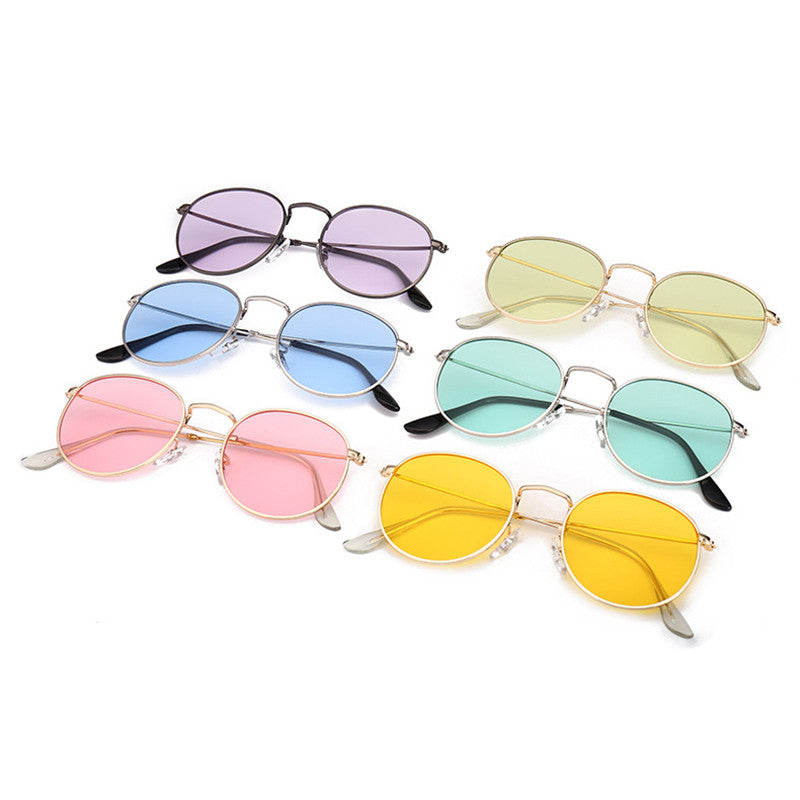 Women Men Vintage Small Round Sunglasses