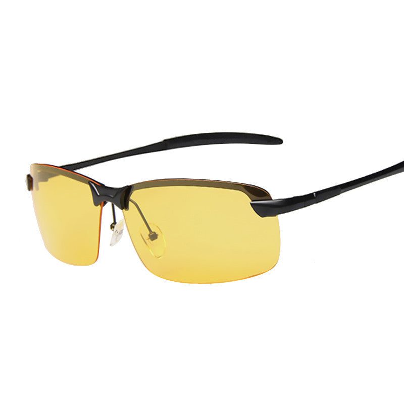 Male Night Vision Goggles Polarized Men's Sunglasses Brand Designer Rimless Driving Sun Glasses