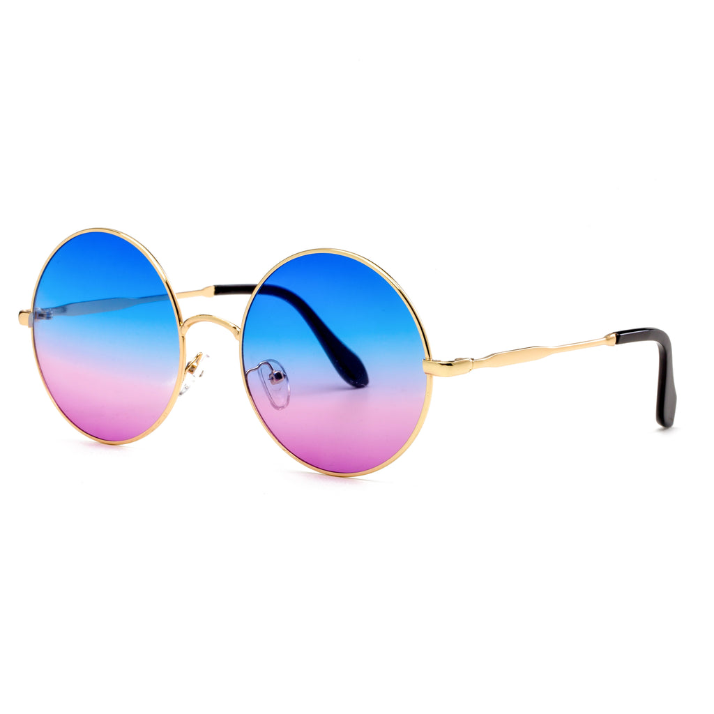 Oversized Round Sunglasses Women Vintage Metal Circle Wrap Sun Glasses