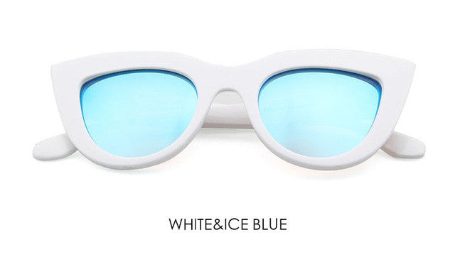 Retro Thick Frame Cat Eye Sunglasses Women Ladies Fashion Brand Designer Mirror Lens Cateye Sun Glasses For Female
