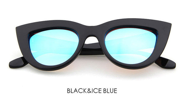Retro Thick Frame Cat Eye Sunglasses Women Ladies Fashion Brand Designer Mirror Lens Cateye Sun Glasses For Female