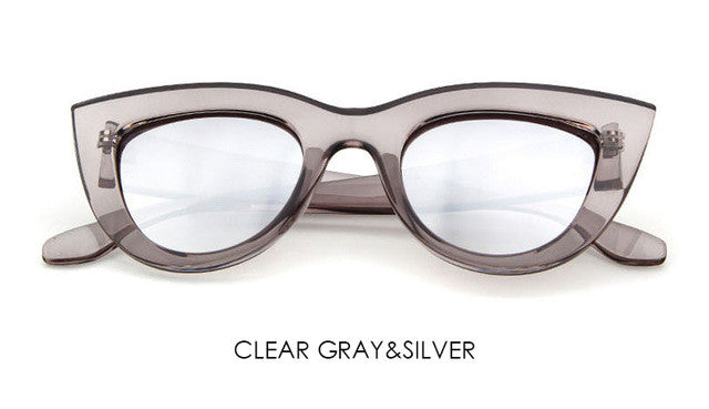 Retro Thick Frame Cat Eye Sunglasses Women Ladies Fashion Brand Designer Mirror Lens Cateye Sun Glasses For Female