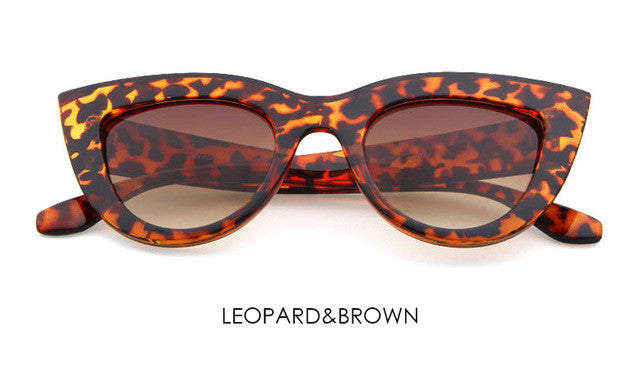 Retro Thick Frame Cat Eye Sunglasses Women Ladies Fashion Brand Designer Mirror Lens Cateye Sun Glasses For Female