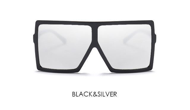 Oversized Square Sunglasses Women UV400 Vintage Brand Designer Large Size Mirror Sun Glasses For Female