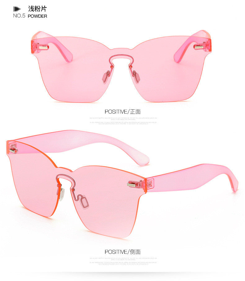 2017 New Clear Lens Rimless Square Sunglasses Women One Piece Lens Designer Mirror Sun Glasses UV400