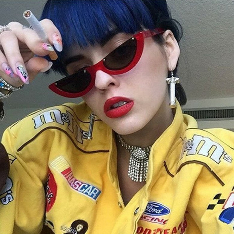 Vintage Small Half Frame Cat Eye Sunglasses Women Fashion Designer Colorful Transparent Sun Glasses For Female UV400