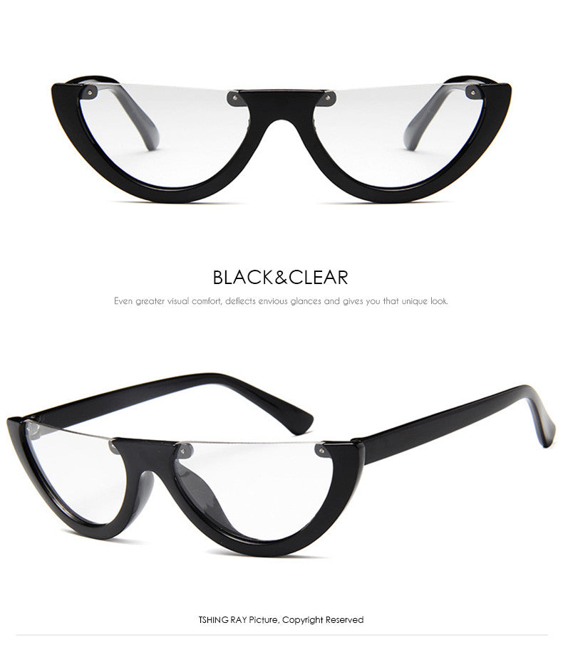 Vintage Small Half Frame Cat Eye Sunglasses Women Fashion Designer Colorful Transparent Sun Glasses For Female UV400