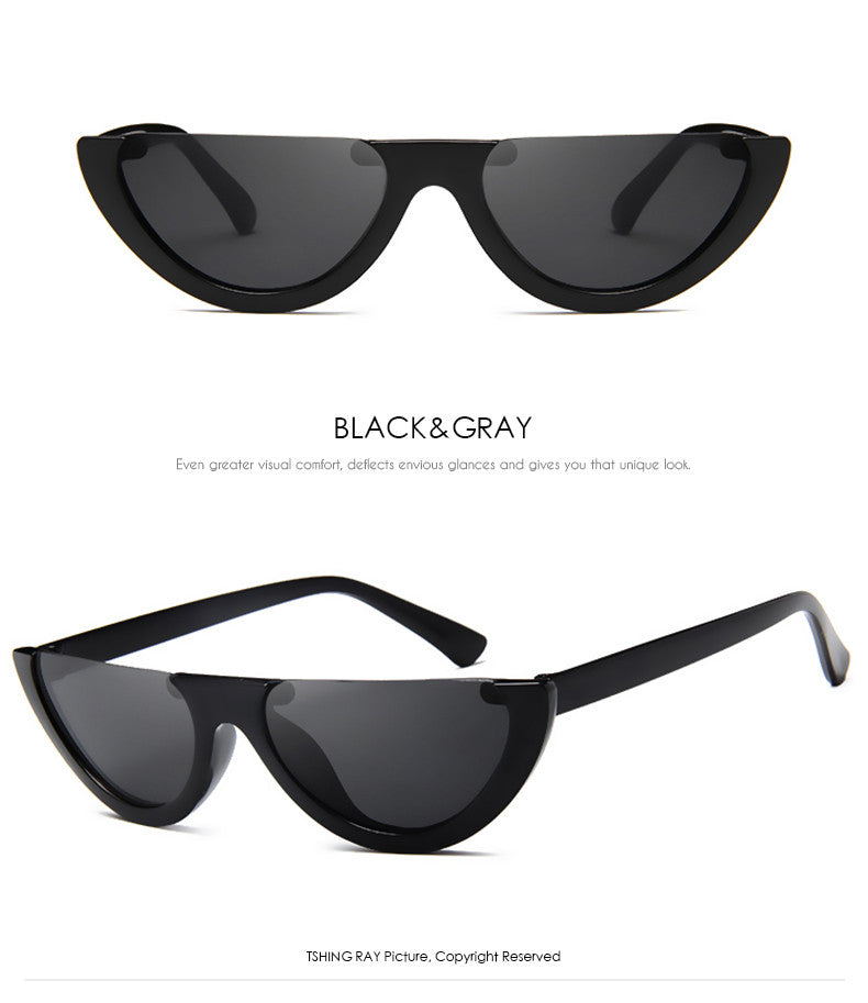 Vintage Small Half Frame Cat Eye Sunglasses Women Fashion Designer Colorful Transparent Sun Glasses For Female UV400