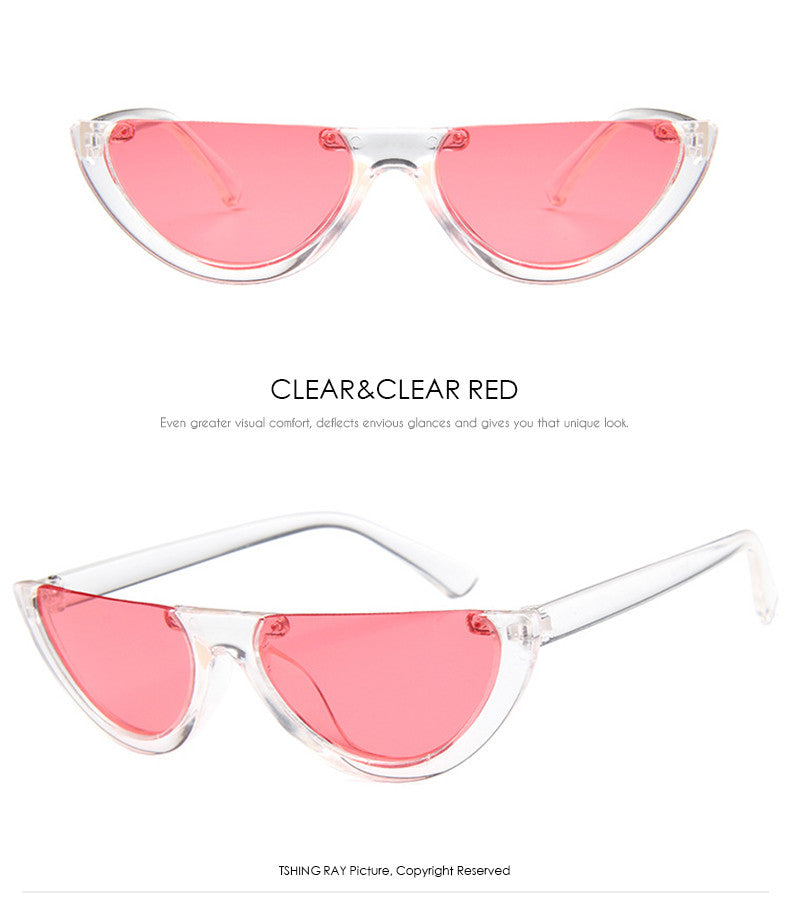 Vintage Small Half Frame Cat Eye Sunglasses Women Fashion Designer Colorful Transparent Sun Glasses For Female UV400