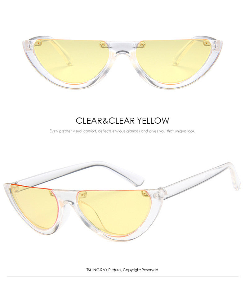 Vintage Small Half Frame Cat Eye Sunglasses Women Fashion Designer Colorful Transparent Sun Glasses For Female UV400