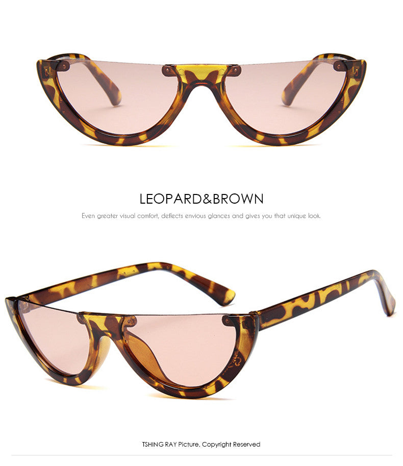 Vintage Small Half Frame Cat Eye Sunglasses Women Fashion Designer Colorful Transparent Sun Glasses For Female UV400