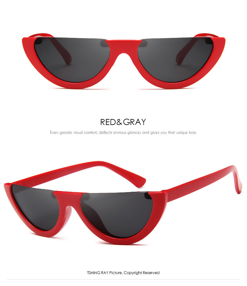 Vintage Small Half Frame Cat Eye Sunglasses Women Fashion Designer Colorful Transparent Sun Glasses For Female UV400