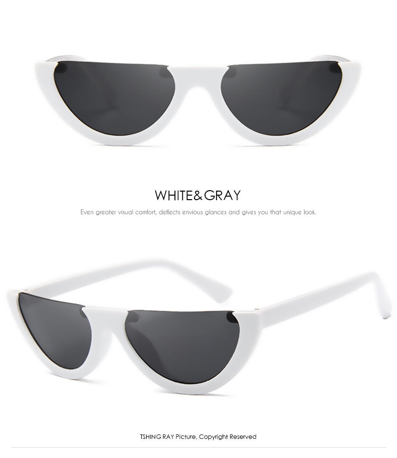 Vintage Small Half Frame Cat Eye Sunglasses Women Fashion Designer Colorful Transparent Sun Glasses For Female UV400